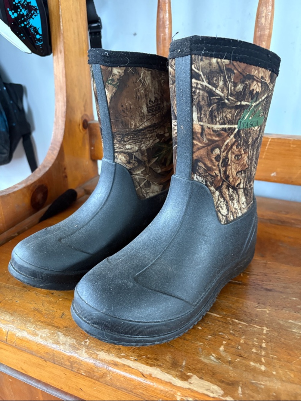 Kids Black & Brown Camo Waterproof Boots